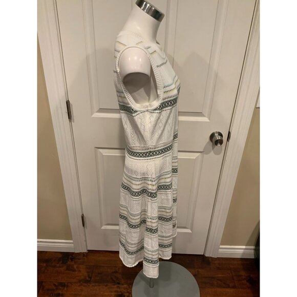 Carolina Herrera White Striped Knit Sleeveless Dress, Size Large - Picture 4 of 7